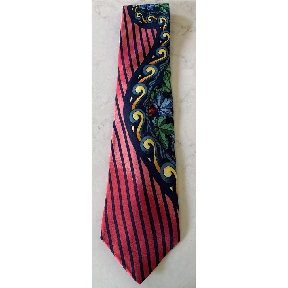 Vtg 1995 Gold Chain Rush Limbaugh No Boundaries Maple Leaf Blush Men's Silk Tie